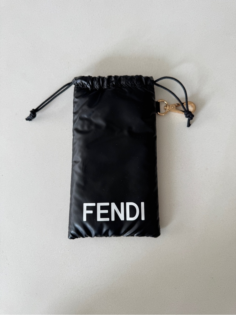 NEW Fendi Black Logo Drawstring Sunglasses Glasses Case Pouch Authentic! - Picture 2 of 3